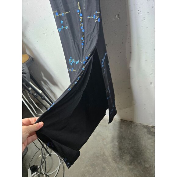 PS Per Seption Black Dark Floral Floral Maxi Dress Large Y2K Whimsigoth Fairy - Picture 4 of 9